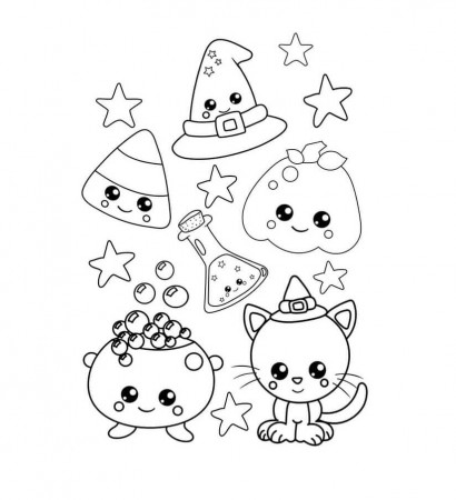 Kawaii Halloween coloring page ...