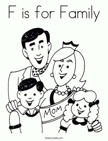 F is for Family Coloring Page - Twisty Noodle