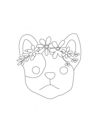 Puppy Dog Faces With Flowers Coloring Pages - Etsy Israel