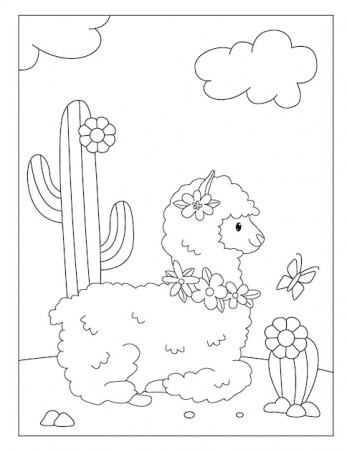 Premium Vector | Cute outline llama coloring pages for children