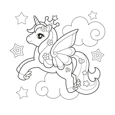Premium Vector | Magical unicorn coloring page illustration