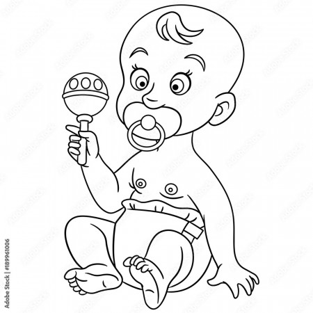 Coloring page. Toddler character ...