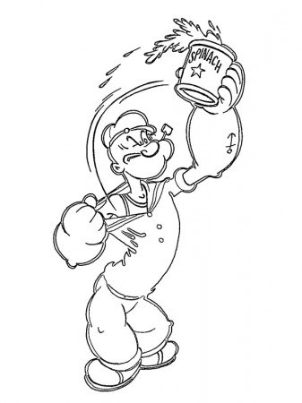 Popeye raising spinach coloring page