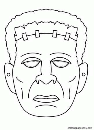 Frankenstein Halloween Mask Coloring Pages - Halloween Masks Coloring Pages  - Coloring Pages For Kids And Adults
