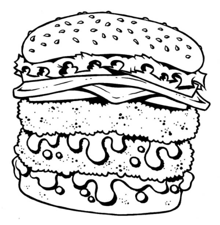 Double Decker Cheeseburger Junk Food Coloring Page - Download & Print  Online Coloring Pages for Free | … | Super coloring pages, Coloring pages,  Food coloring pages
