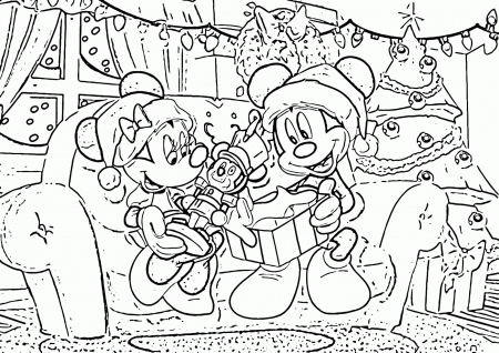 Mickey And Minnie Disney Christmas Coloring Page | Wecoloringpage