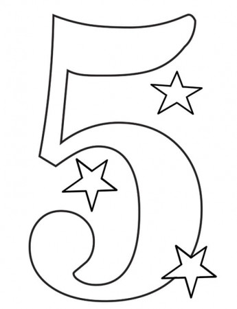 Number 5 with Stars Coloring Page - Free Printable Coloring Pages for Kids