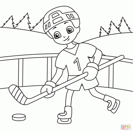 Cartoon Hockey Player coloring page | Free Printable Coloring Pages