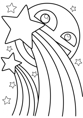 Shooting star and moon coloring page Free Printable! Nurieworld-Japan