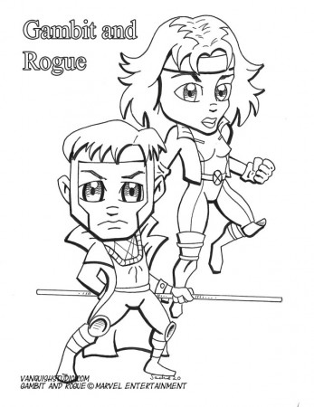 New Coloring Page – Gambit and Rogue! | Vanquish Studio