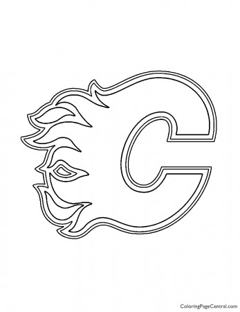 NHL - Calgary Flames Logo Stencil Coloring Page | Coloring Page Central
