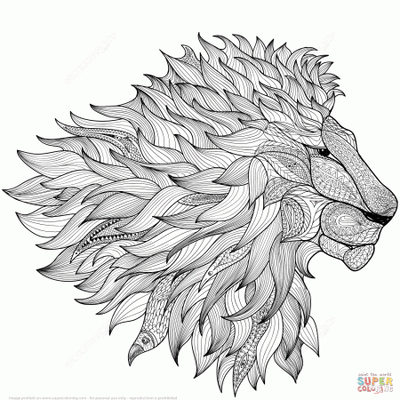Lion Zentangle coloring page | Free Printable Coloring Pages
