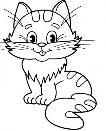 Fluffy cat coloring sheet to print - Topcoloringpages.net