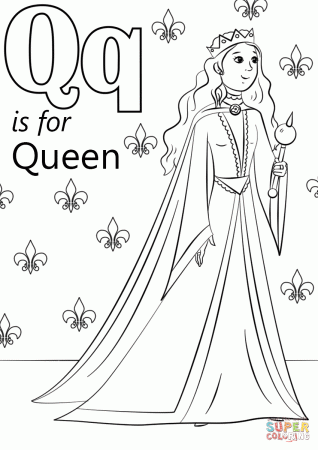 Letter Q is for Queen coloring page | Free Printable Coloring Pages