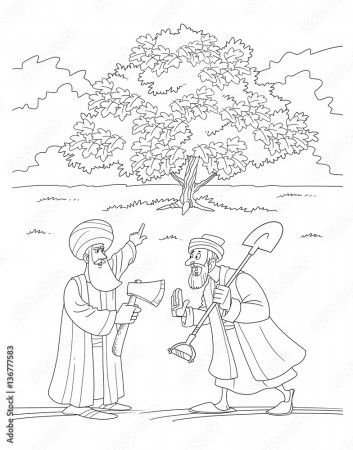 The parable of Jesus about the barren fig tree Stock Illustration | Adobe  Stock