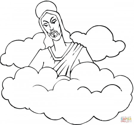 Jesus In The Clouds coloring page | Free Printable Coloring Pages