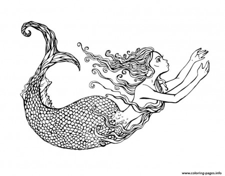 Print adult swimming mermaid by lian2011 Coloring pages