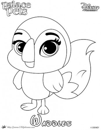 Free Coloring Page featuring Waddles from Disney's Princess Palace Pets –  SKGaleana