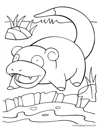 Pokemon - Slowpoke Coloring Page 01 | Coloring Page Central