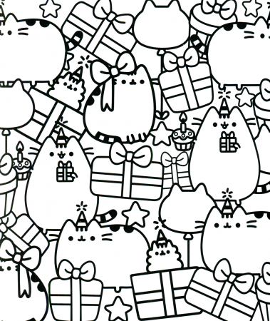 Pusheen and Christmas Gifts Coloring Pages - Get Coloring Pages