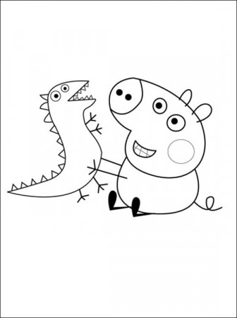 George Pig and his toy Dinosaur | Coloring pages | Peppa pig ...