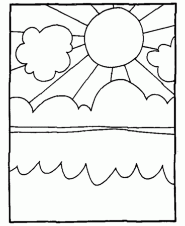 Bluebonkers : Summer Coloring Sheets - Summer Sun - Lake, clouds