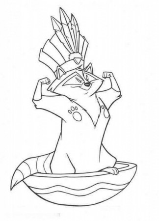 Pocahontas Raccoon Printable Coloring Pages | Extra Coloring Page