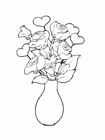 vase of roses Colouring Pages