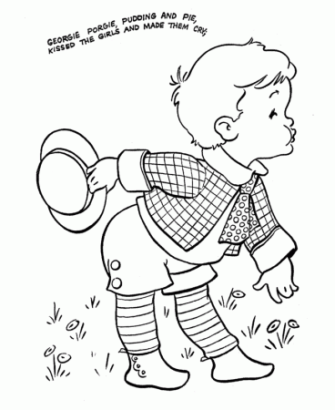 Georgie Porgie rhyme and coloring pages | Nursery Rhyme