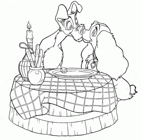 lady and the tramp meatball | Disney Coloring book