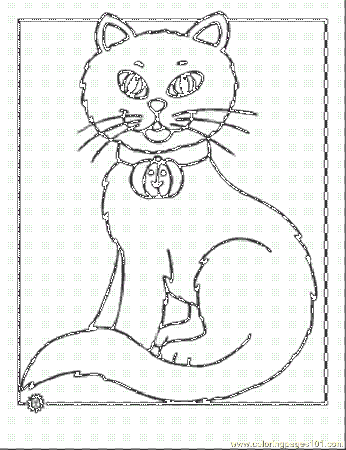 cat with a flower Colouring Pages