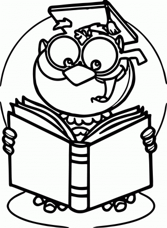 Read A Book Owl Coloring Page | Wecoloringpage