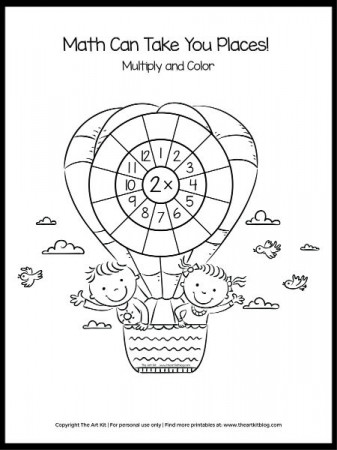 ADORABLE Hot Air Balloon Math Multiplication Coloring Pages + Worksheets -  The Art Kit