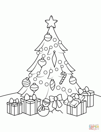 Christmas Tree with Presents coloring page | Free Printable Coloring Pages