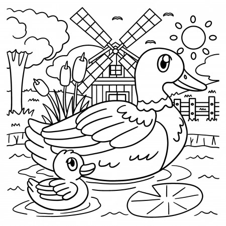 Premium Vector | Duck coloring page for kids