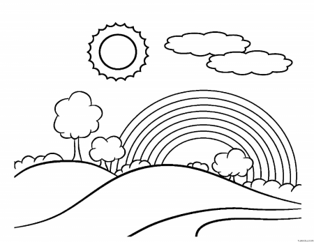 Clouds Sun Sky Summer Coloring Page » Turkau