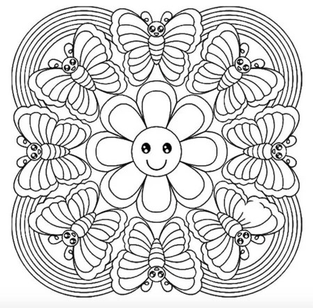 Rainbow Butterfly Abstract Coloring Page - Free Printable Coloring Pages  for Kids