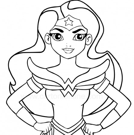 Wonder Woman in the foreground (DC Superhero Girls) coloring page