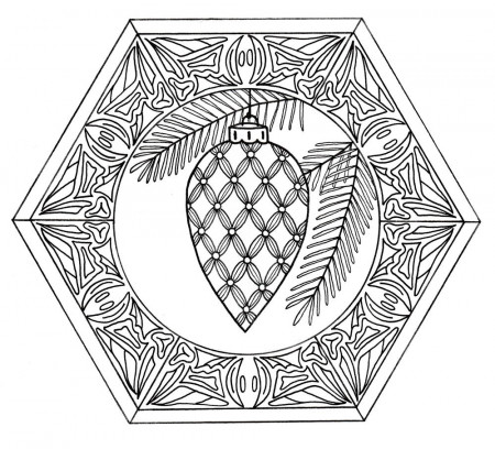 Christmas Bauble Mandala Adult Coloring Page | FaveCrafts.com