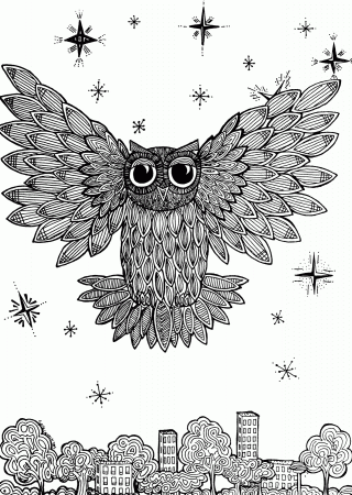 Flying Owl Coloring Page – Contemplative Coloring
