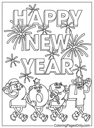 Happy New Year 2024 Coloring Pages - Free Printable Coloring Pages in 2023  | Coloring pages, Free printable coloring pages, Printable coloring pages
