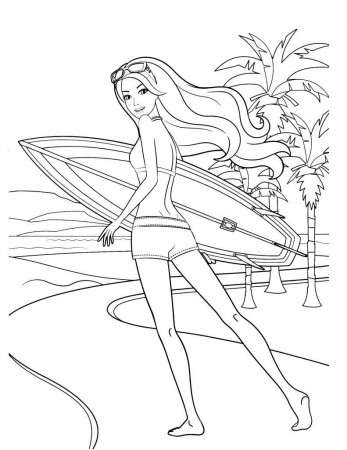 Barbie beach coloring pages