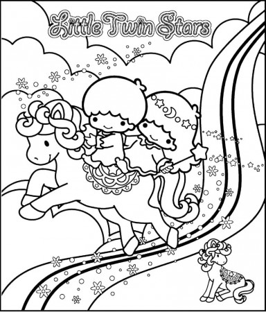 Kawaii Little Twin Stars Coloring Page - Free Printable Coloring Pages for  Kids