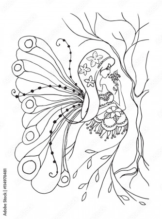 Adult coloring book page with Pregnant lady.Pregnancy in doodle style Stock  Illustration | Adobe Stock