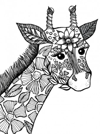 coloring pages for adults: Giraffe Adult Coloring Book Page ...