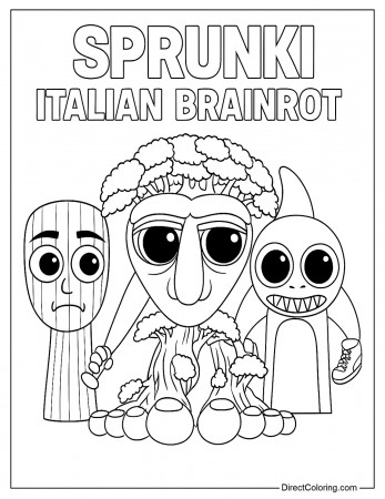 Sprunki Italian Brainrot Coloring Pages – Free PDF to Download and Print