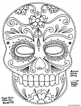 Print simple sugar skull hd adult big size Coloring pages