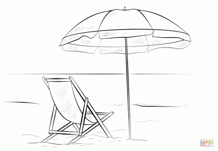 Beach chair and umbrella coloring page | Free Printable Coloring Pages
