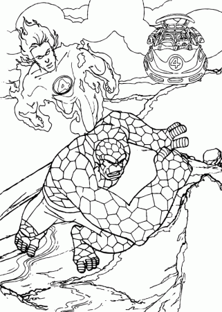 Human torch and the thing coloring pages - Hellokids.com