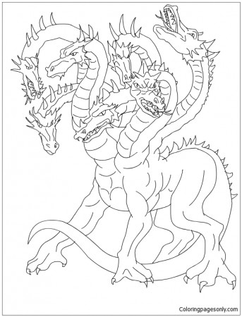 Lernean Hydra The 100 Heads Water Dragon Coloring Pages - Dragon Coloring  Pages - Coloring Pages For Kids And Adults